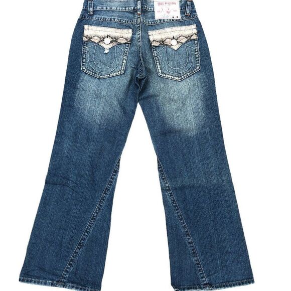 True Religion Jeans Size 38 JOEY BIG T Snakeskin Blue - Picture 3 of 12